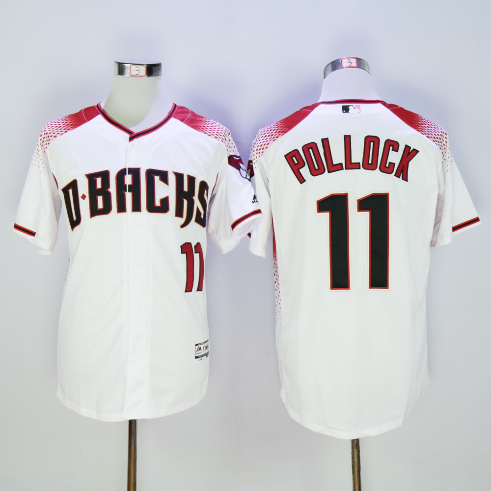 Men Arizona Diamondback 11 Pollock White MLB Jerseys1